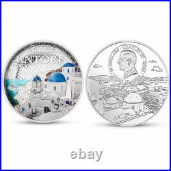 2025 Cook Islands $10 Santorini Colorized Commemorative Silver Coin Charles III