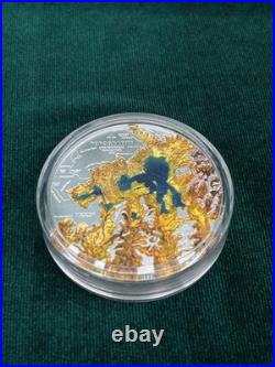 2025 Cook Islands $25 Yellowstone National Park 3D Topography Silver Coin