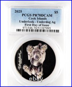 2025 Cook Islands $5 1oz 999 Silver Underlook Under-Dog Dog coin PCGS PR70 2025 Cook Islands $5 1oz 999 Silver Underlook Under-Dog Dog coin PCGS PR70
