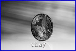 2025 Cook Islands Butterfly 1 oz Silver Obsidian Black Proof Coin