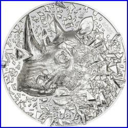2025 Cook Islands Silver Burst Rhino 3 oz Silver High Relief Proof Coin