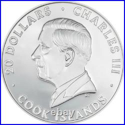 2025 Cook Islands Silver Burst Rhino 3 oz Silver High Relief Proof Coin