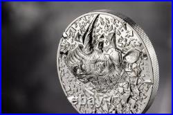 2025 Cook Islands Silver Burst Rhino 3 oz Silver High Relief Proof Coin