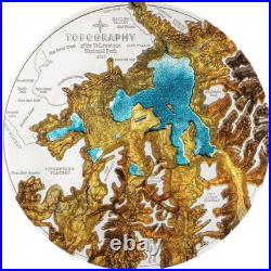2025 Cook Islands Topography Yellowstone 5 oz Silver Colorized Proof Coin