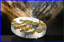 2025 Cook Islands Topography Yellowstone 5 oz Silver Colorized Proof Coin