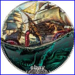 2025 Cook Islands Underwater Fantasy Sea Monster 3 oz Silver Colorized Coin