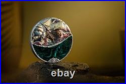 2025 Cook Islands Underwater Fantasy Sea Monster 3 oz Silver Colorized Coin