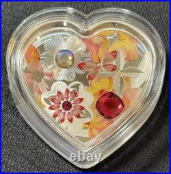 2026 20g 9999 Silver CIT Cool Islands Brilliant Love Blossom Heart WithCrystals