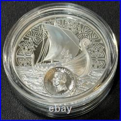 2026 3 Oz. 9999 Silver $5 Cook Islands Legends Savage Vikings Gold Gild Coin UHR