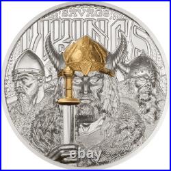 2026 Cook Islands Legends Savage Vikings 3 oz Silver Gilded Proof Coin