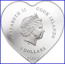 20g Silver Coin 2021 Cook Islands $5 Happy Valentine's Day Love Swarovski Hearts
