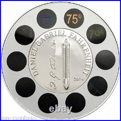 2 COINS FAHRENHEIT & CELSIUS Silver Proofs THERMOMETER Palau & Cook 2014