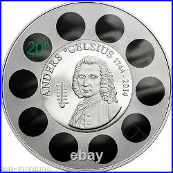 2 COINS FAHRENHEIT & CELSIUS Silver Proofs THERMOMETER Palau & Cook 2014