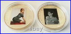 2 Silver coins Cook Islands $5 2013 Claudia Cardinale & Brigitte Bardot Scarce