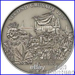 2nd Crusade LOUIS VII OF FRANCE Antique Finish Silver Coin 2009 Cook Islands