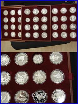 36 Silver Coins 1990-93 Cook Islands, San Marino, Tuvalu, China, Kiribati Pf