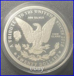 3 Troy Oz. 999 Silver Bullion, Cook Islands, $20 Dollar,'64 Morgan Dollar Coin