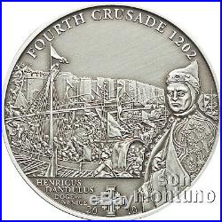 4th Crusade DANDOLO OF VENICE Antique Finish Silver Coin 2010 Cook Islands