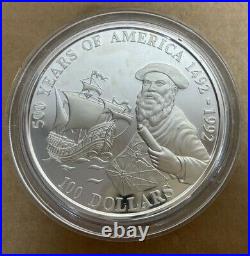 500 years of America, 100 dollar, silver coin, cook islands, 1990