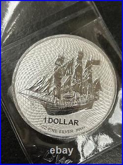 (5) 2022 Cook Islands Bounty 1 oz Silver Bullion Coin BU. 9999 Ag