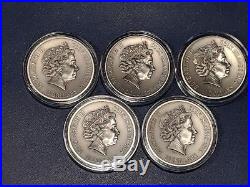 5 X Norse Gods High Relief 2 Oz Silver Coins 10$ Cook Islands 2016