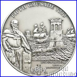 5th Crusade JOHN OF BRIENNE Antique Finish Silver Coin 2011 Cook Islands