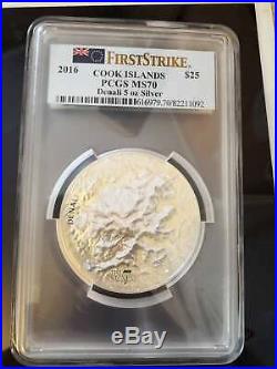 7 Summits Mt. Denali 2016 Cook Ultra High Relief 5 Oz Silver Coin Pcgs Ms70