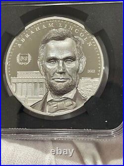 ABRAHAM LINCOLN PF70 By Miles Standish 1oz Silver Coin 5$ Cook Islands 2022 LOC7