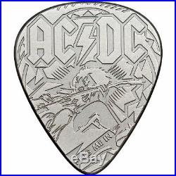 AC/DC GUITAR PICK PLUG ME IN 2019 $2 1/4 oz Pure Silver Coin Cook Islands
