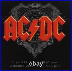 AC/DC Silver Proof Coin 1/2 Oz FOR THOSE ABOUT TO ROCK 2019 Cook Islands $2