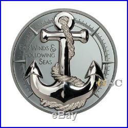 ANCHOR FAIR WINDS 10$ silver coin 2oz Black Proof Cook Islands 2019