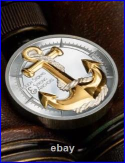 ANCHOR ROUGH STORMS Journey 2 Oz Silver Coin 10$ Cook Islands 2025