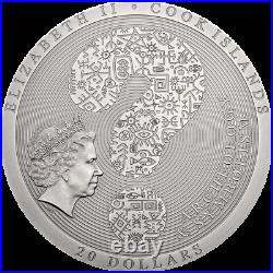 AZTEC CALENDAR STONE 3 Oz Silver Coin 20$ Cook Islands 2018. ONLY 333 COINS