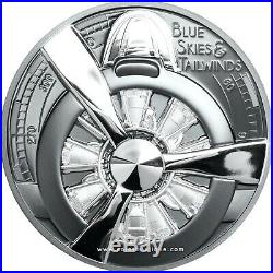 Airplane Propeller Blue Skies 2 oz High Relief Black Proof Silver Coin CI 2020