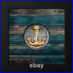 Anchor Rough storms. Cook Islands 10$ 2025 goldplated 2 oz 99,99% silver coin