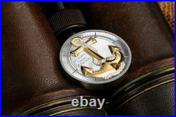 Anchor Rough storms. Cook Islands 10$ 2025 goldplated 2 oz 99,99% silver coin