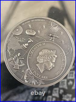 Astrolabe 2 oz high relief silver coin antiqued Cook Islands 2023