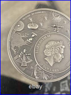 Astrolabe 2 oz high relief silver coin antiqued Cook Islands 2023