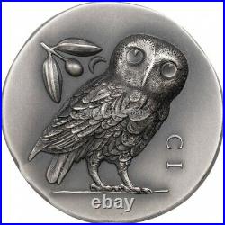Athena’s Owl 1 oz silver coin antiqued Cook Islands 2021