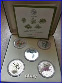 Australian flora set of five silver coins 1 oz 1 dollars Cook Island 1999