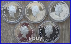 Australian flora set of five silver coins 1 oz 1 dollars Cook Island 1999