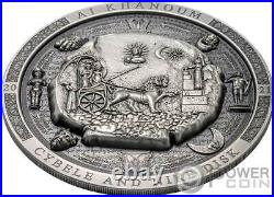 BACTRIAN CYBELE DISK Antiqued Archeology 3 Oz Silver Coin 20$ Cook Islands 2021