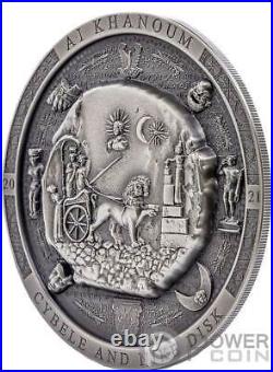 BACTRIAN CYBELE DISK Antiqued Archeology 3 Oz Silver Coin 20$ Cook Islands 2021
