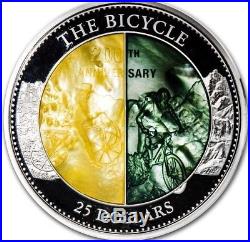 BICYCLE 200 Anniversary Mother Of Pearl 5 Oz Silver Coin 25$ Cook Islands 2017