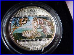 BIRTH OF VENUS Sandro Botticelli 3 Oz Silver Coin 20$ Cook Islands 2008