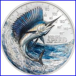 BORN FOR SPEED Sailfish 1 Oz Silver Coin 5$ Cook Islands 2027