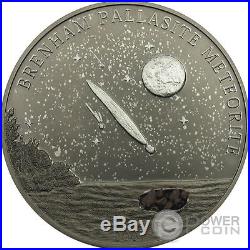 BRENHAM PALLASITE Meteorite Palladium Silver Coin 5$ Cook Islands 2007