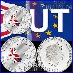 BREXIT COIN One Dollar Silver Proof JUNE 23 2016 Cook Islands $1 UK/EU