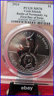 Battle of Normandy 2024 Cook Islands 1oz. 9999 Silver Coin PCGS MS70 USMC