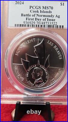 Battle of Normandy 2024 Cook Islands 1oz. 9999 Silver Coin PCGS MS70 USMC